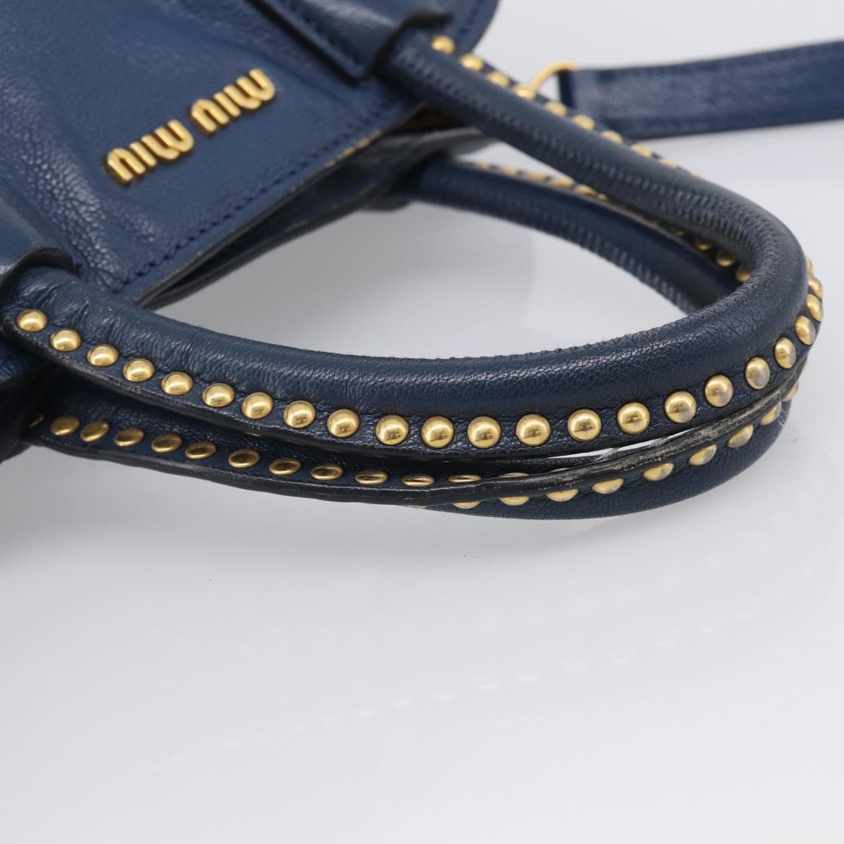 Miu Miu Hand Bag Leather 2way Blue Gold Auth 212738V