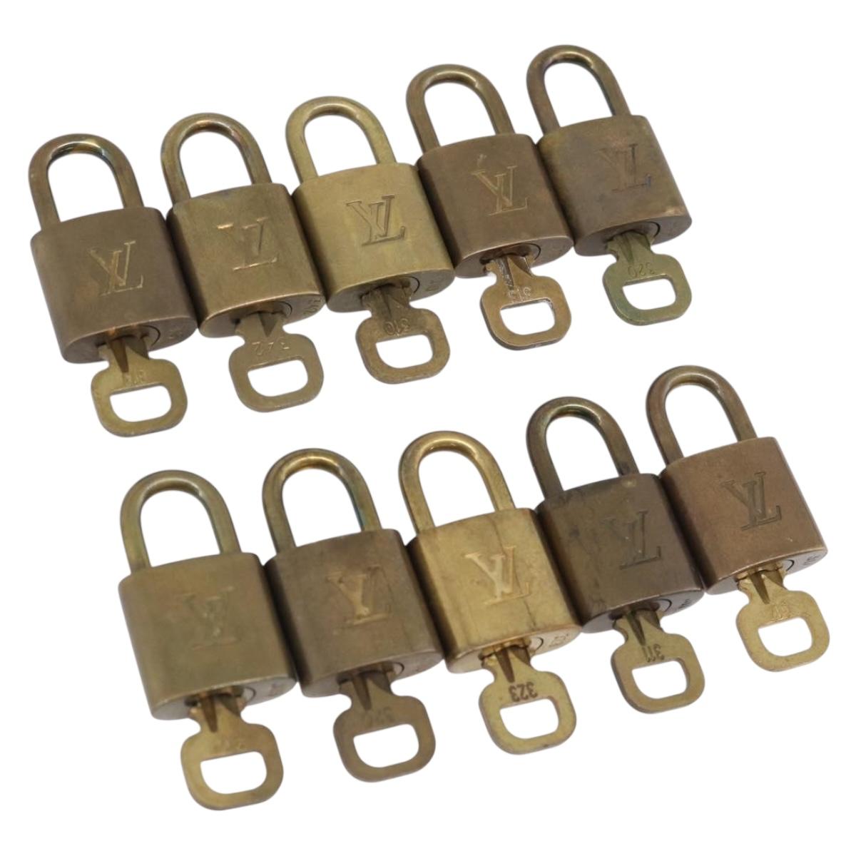 LOUIS VUITTON Padlock Metal 10 Set Gold Tone LV Auth 212740