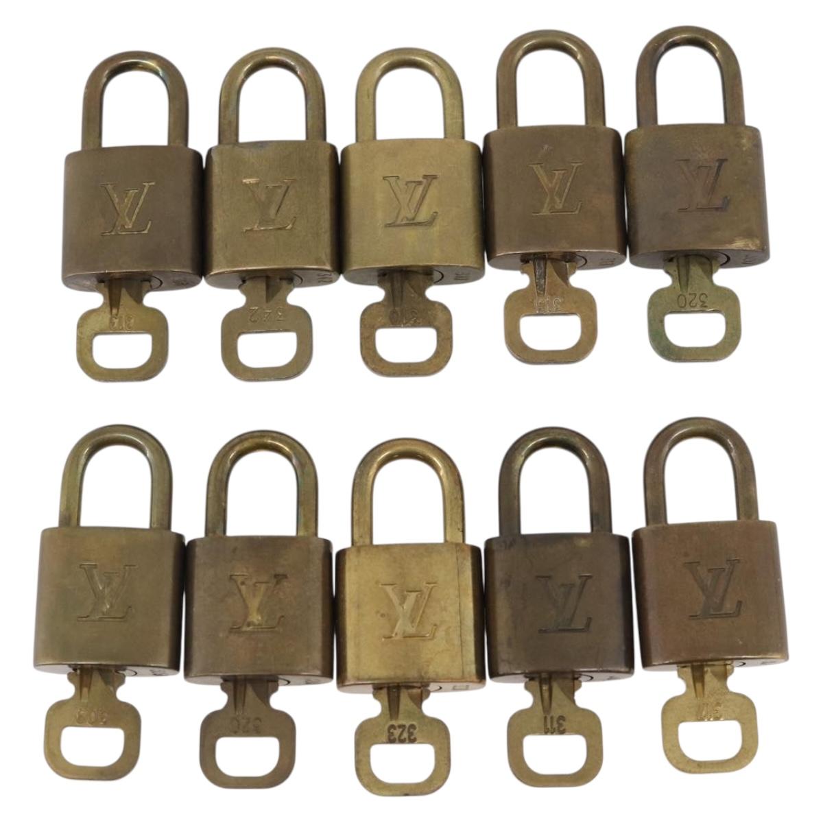 LOUIS VUITTON Padlock Metal 10 Set Gold Tone LV Auth 212740