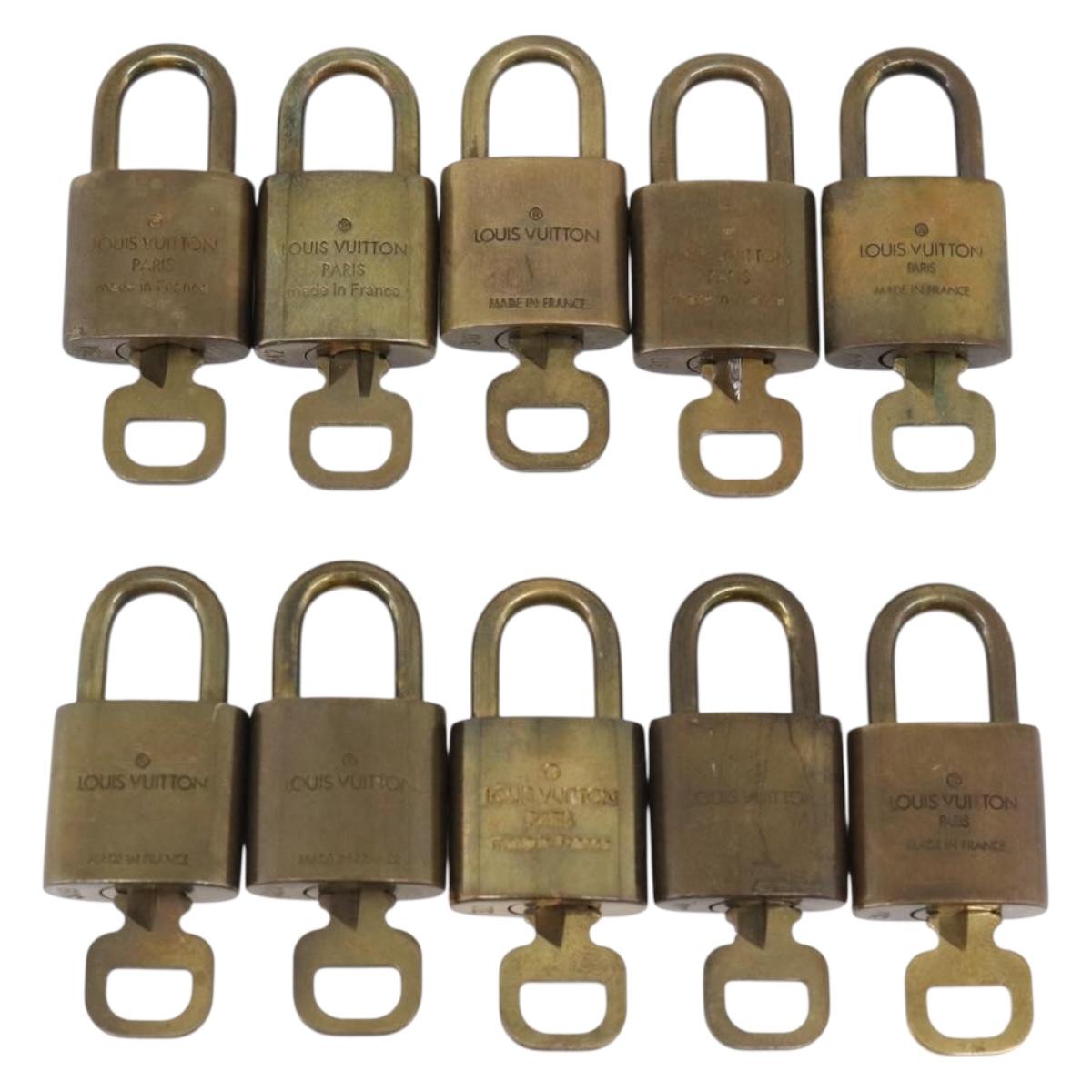 LOUIS VUITTON Padlock Metal 10 Set Gold Tone LV Auth 212740