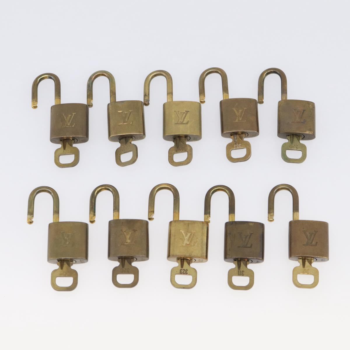 LOUIS VUITTON Padlock Metal 10 Set Gold Tone LV Auth 212740