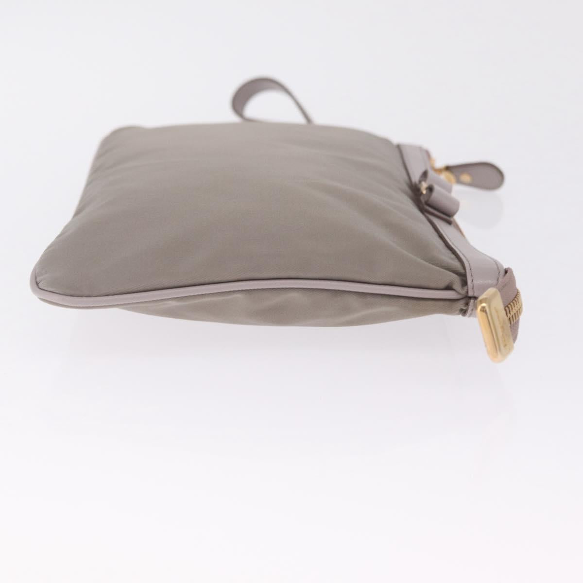Salvatore Ferragamo Pouch Nylon Gray Gold Auth 212741A