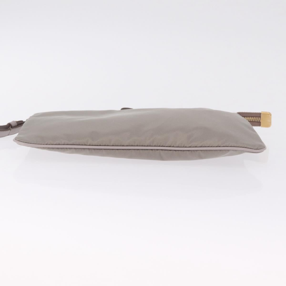 Salvatore Ferragamo Pouch Nylon Gray Gold Auth 212741A