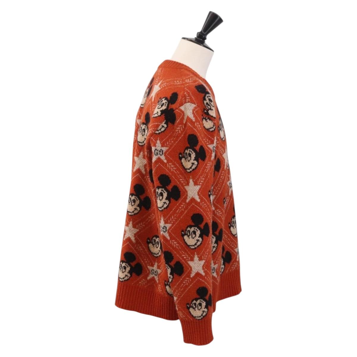 GUCCI x Disney Mickey Mouse Sweater Wool Orange Auth 212763M