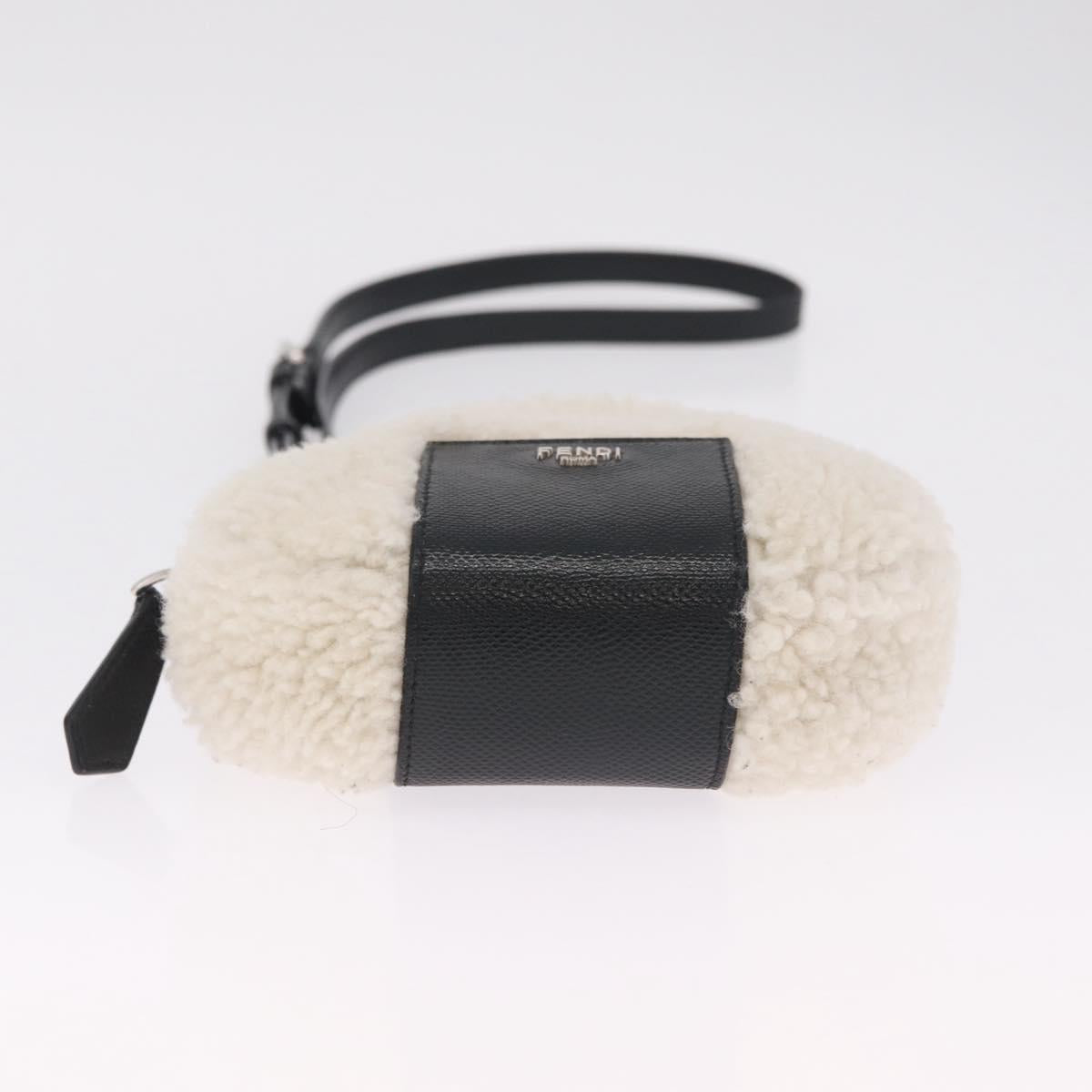 FENDI Rice Ball Shoulder Bag Mouton White Black 7AS240 Auth 212777SM