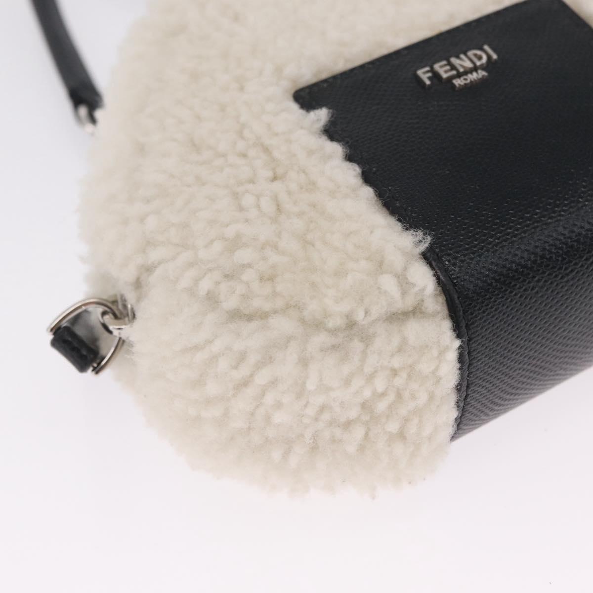FENDI Rice Ball Shoulder Bag Mouton White Black 7AS240 Auth 212777SM