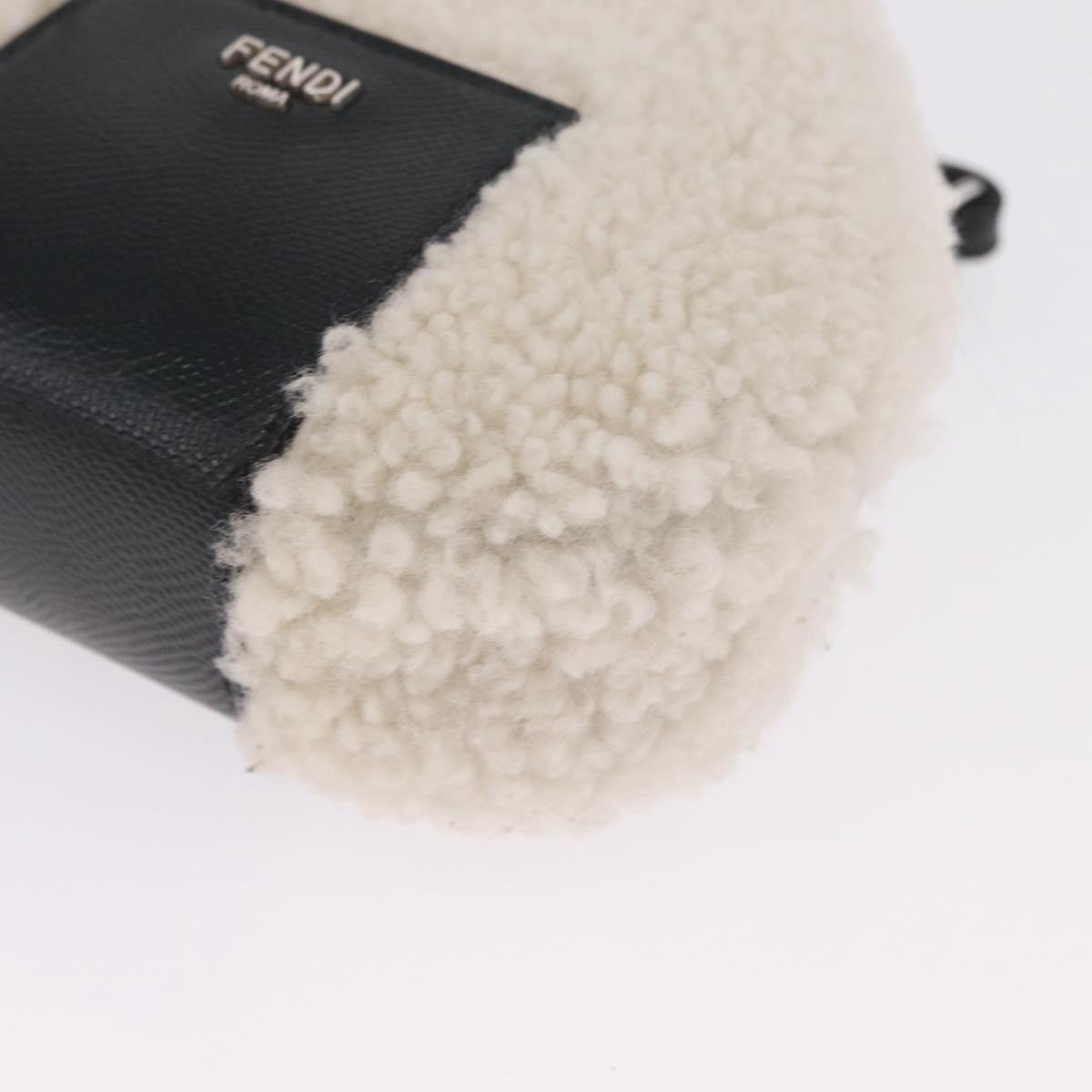 FENDI Rice Ball Shoulder Bag Mouton White Black 7AS240 Auth 212777SM