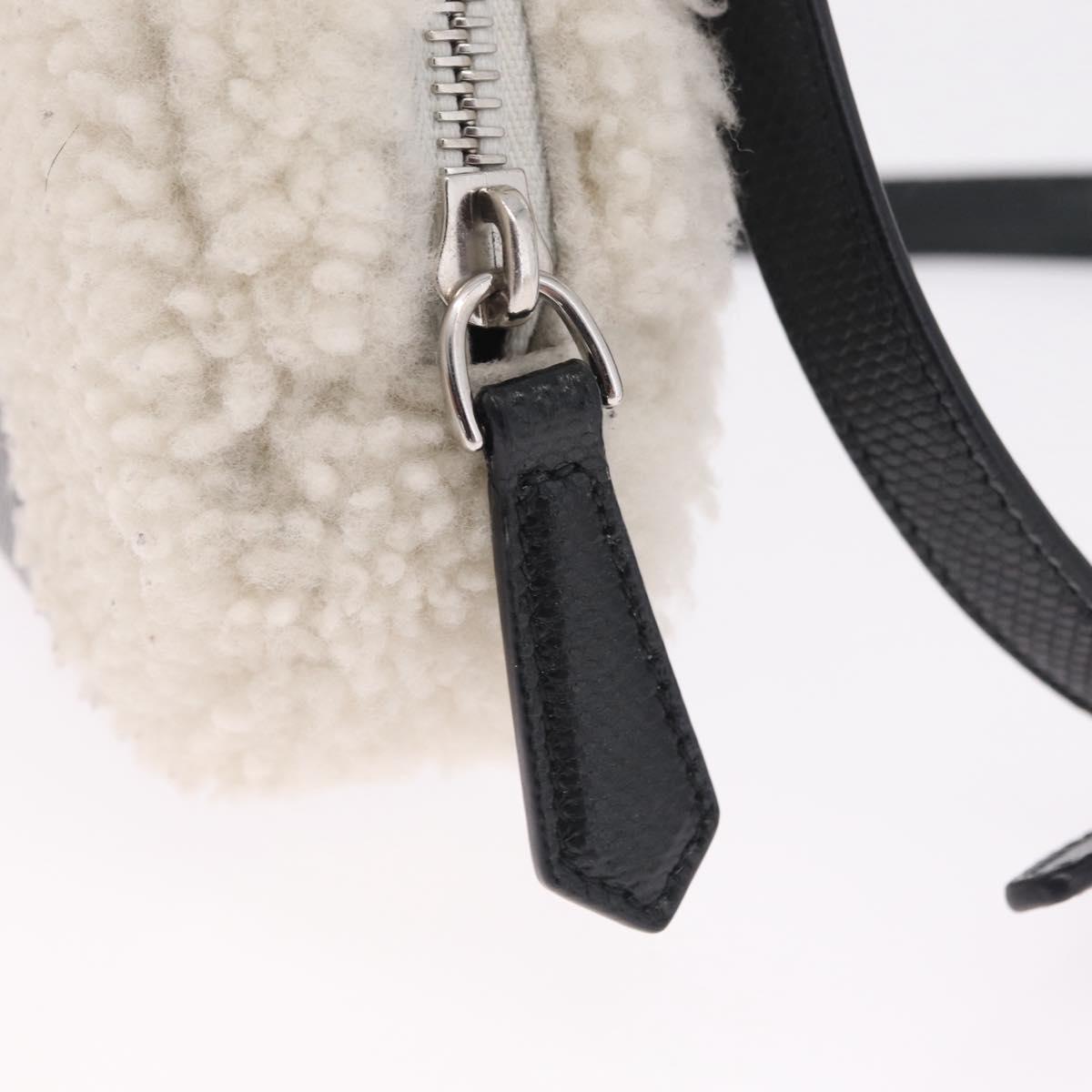 FENDI Rice Ball Shoulder Bag Mouton White Black 7AS240 Auth 212777SM