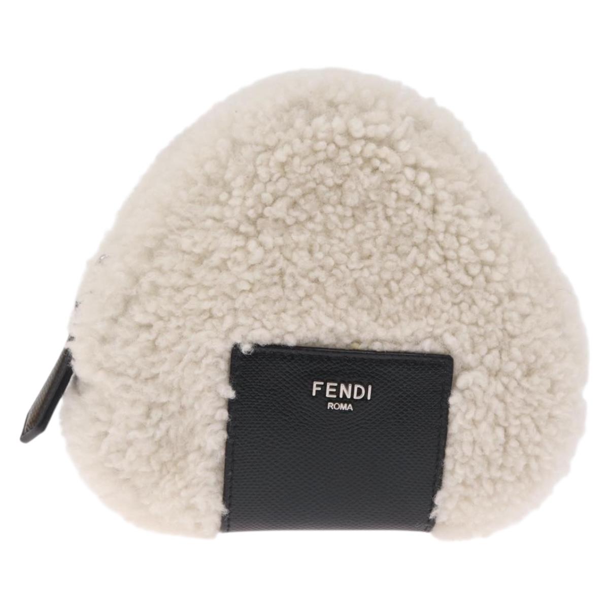 FENDI Rice Ball Shoulder Bag Mouton White Black 7AS240 Auth 212777SM