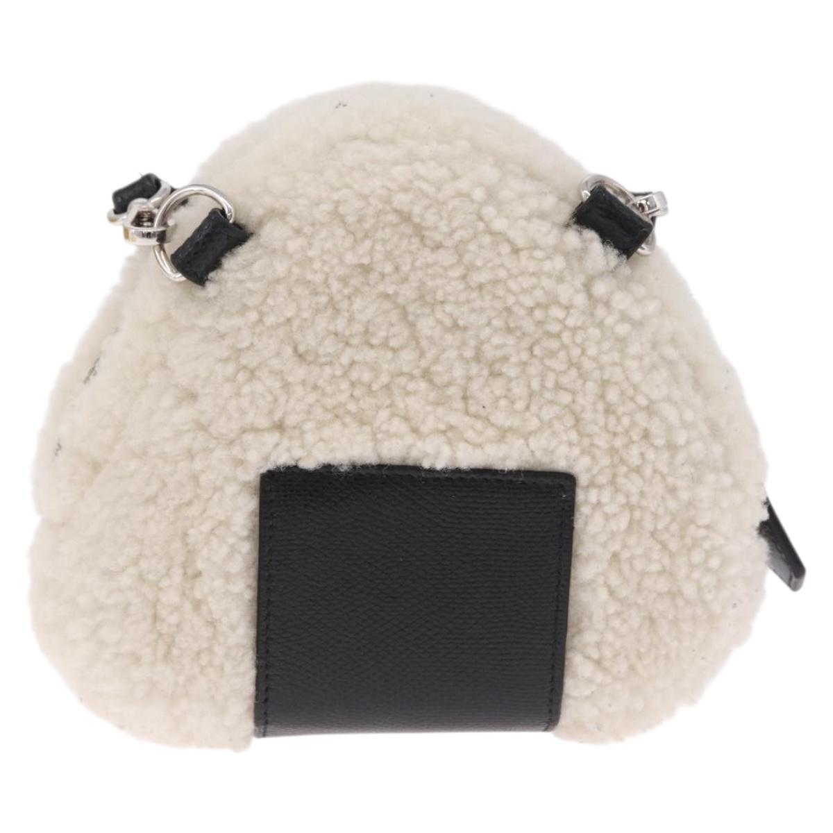 FENDI Rice Ball Shoulder Bag Mouton White Black 7AS240 Auth 212777SM