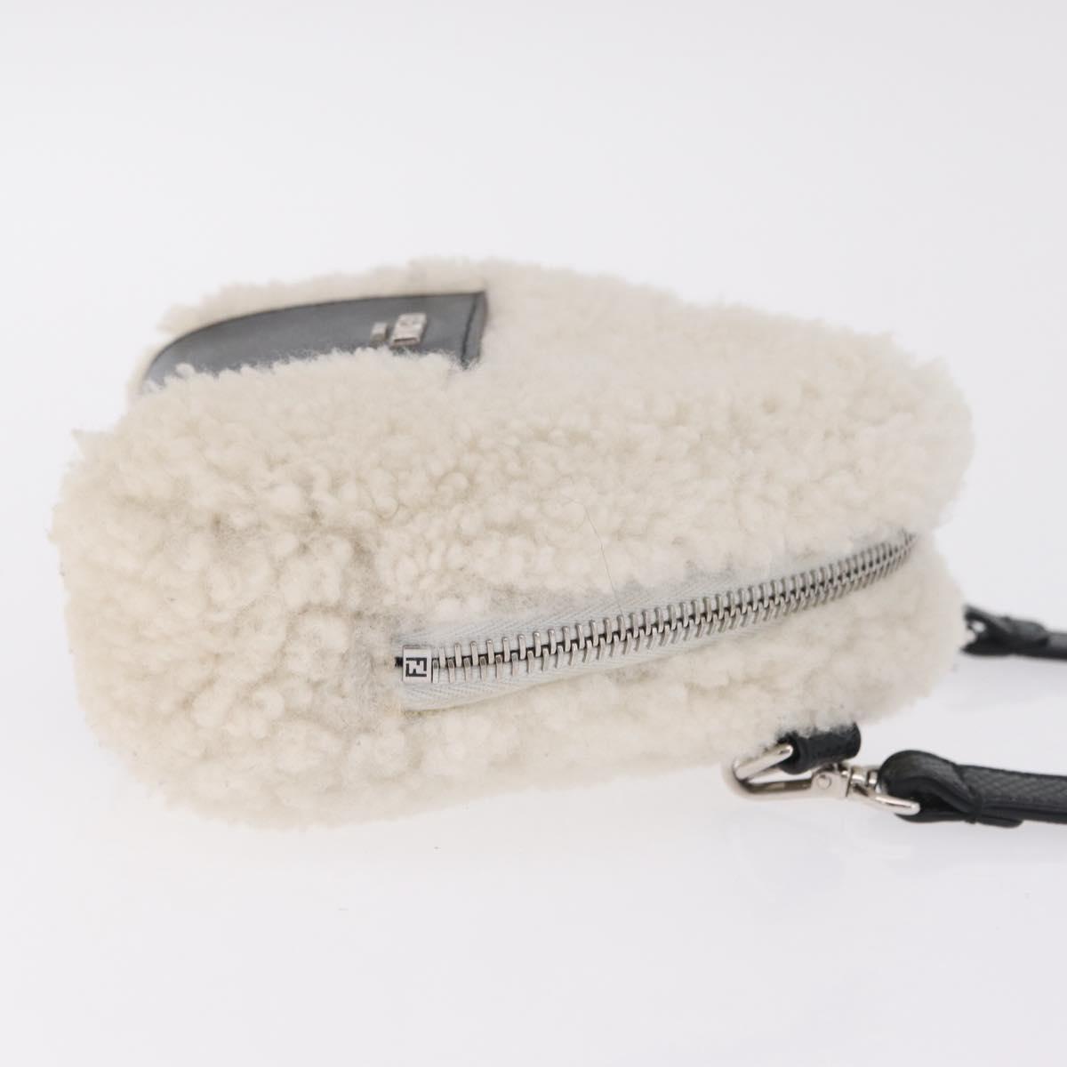FENDI Rice Ball Shoulder Bag Mouton White Black 7AS240 Auth 212777SM