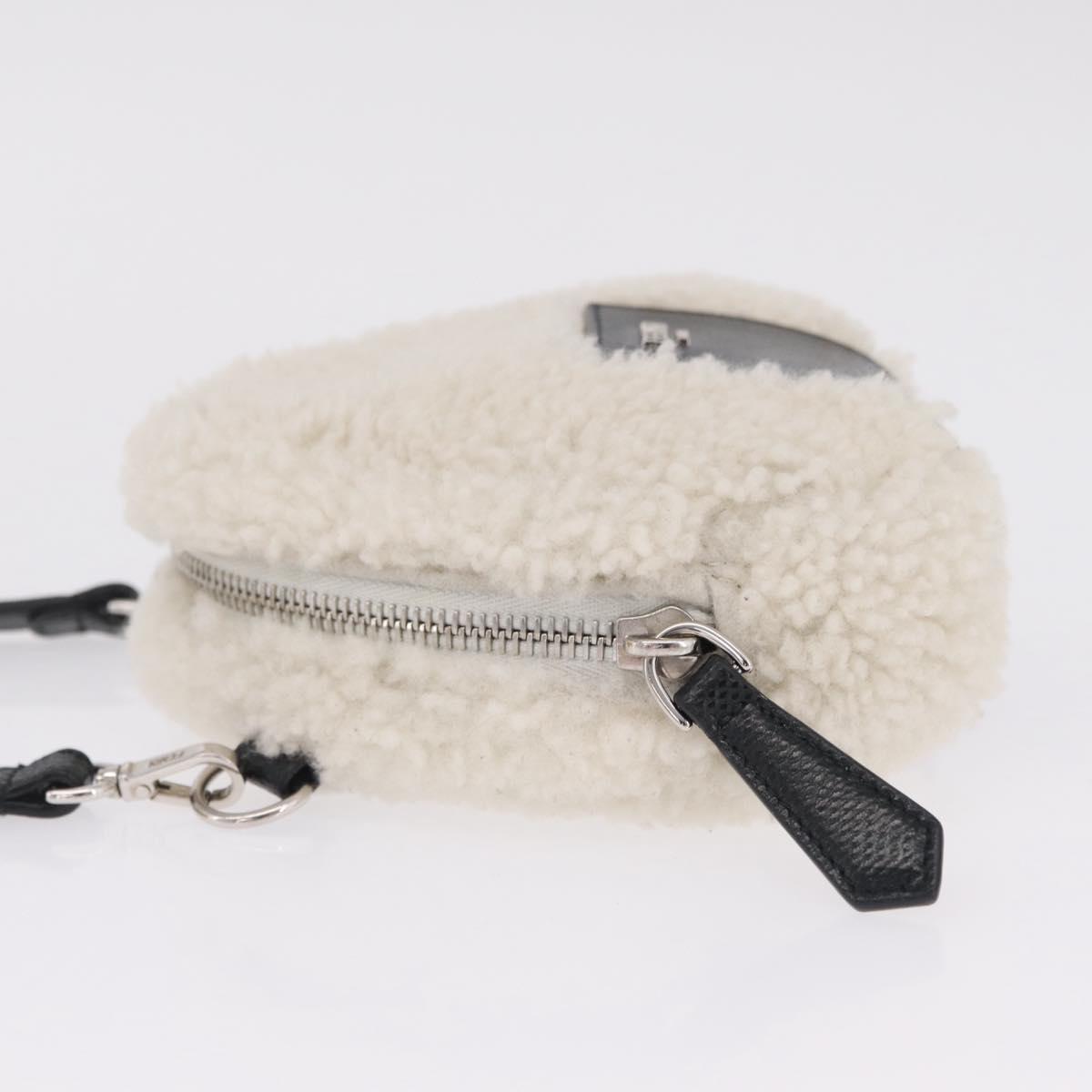 FENDI Rice Ball Shoulder Bag Mouton White Black 7AS240 Auth 212777SM