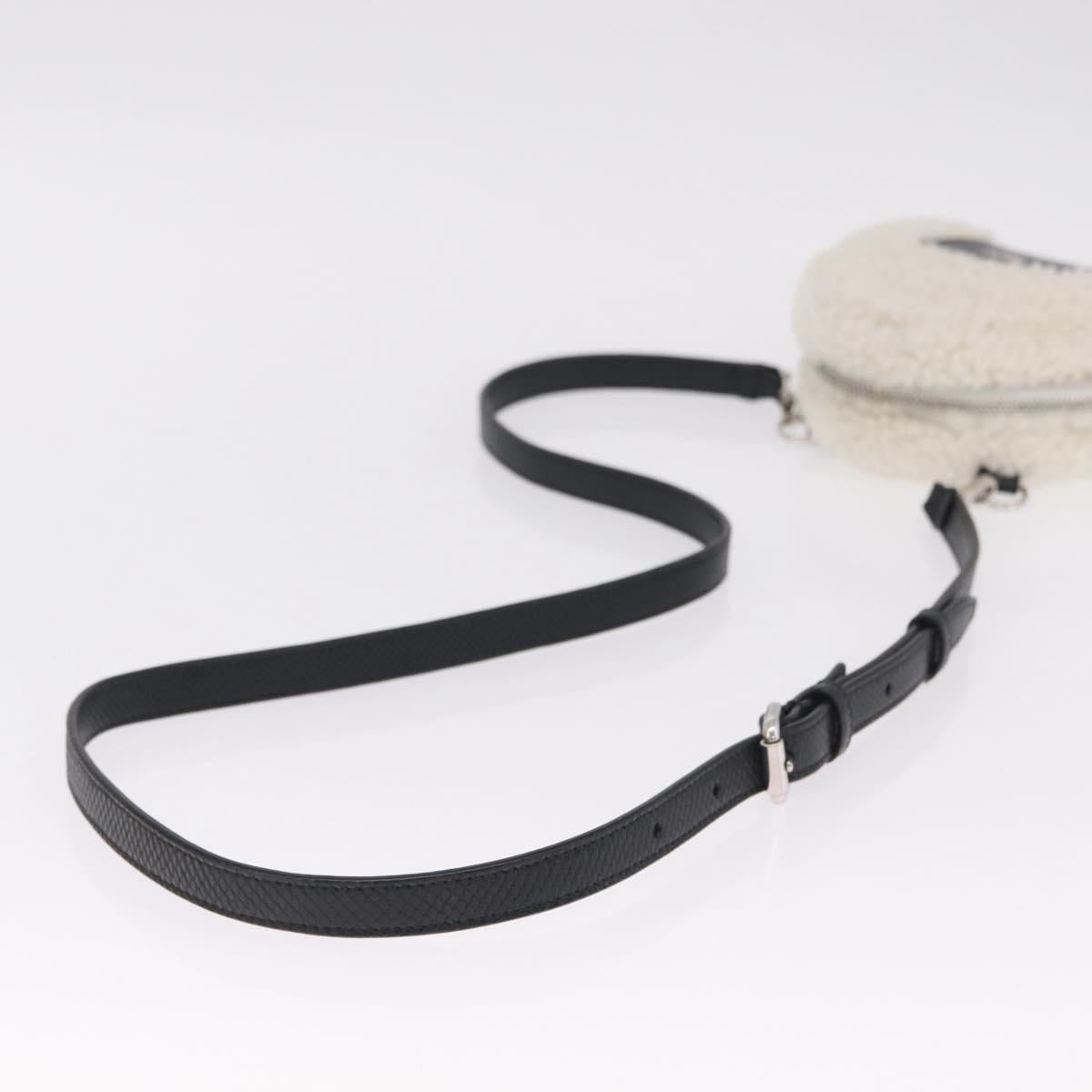 FENDI Rice Ball Shoulder Bag Mouton White Black 7AS240 Auth 212777SM
