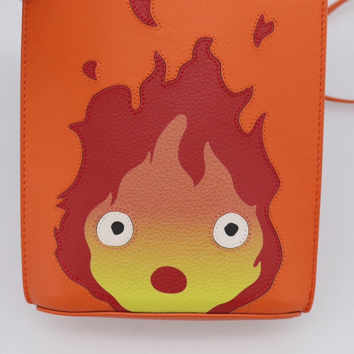 LOEWE x Ghibli Calcifer Dice Pocket Shoulder Bag Leather Orange Auth 212781SM