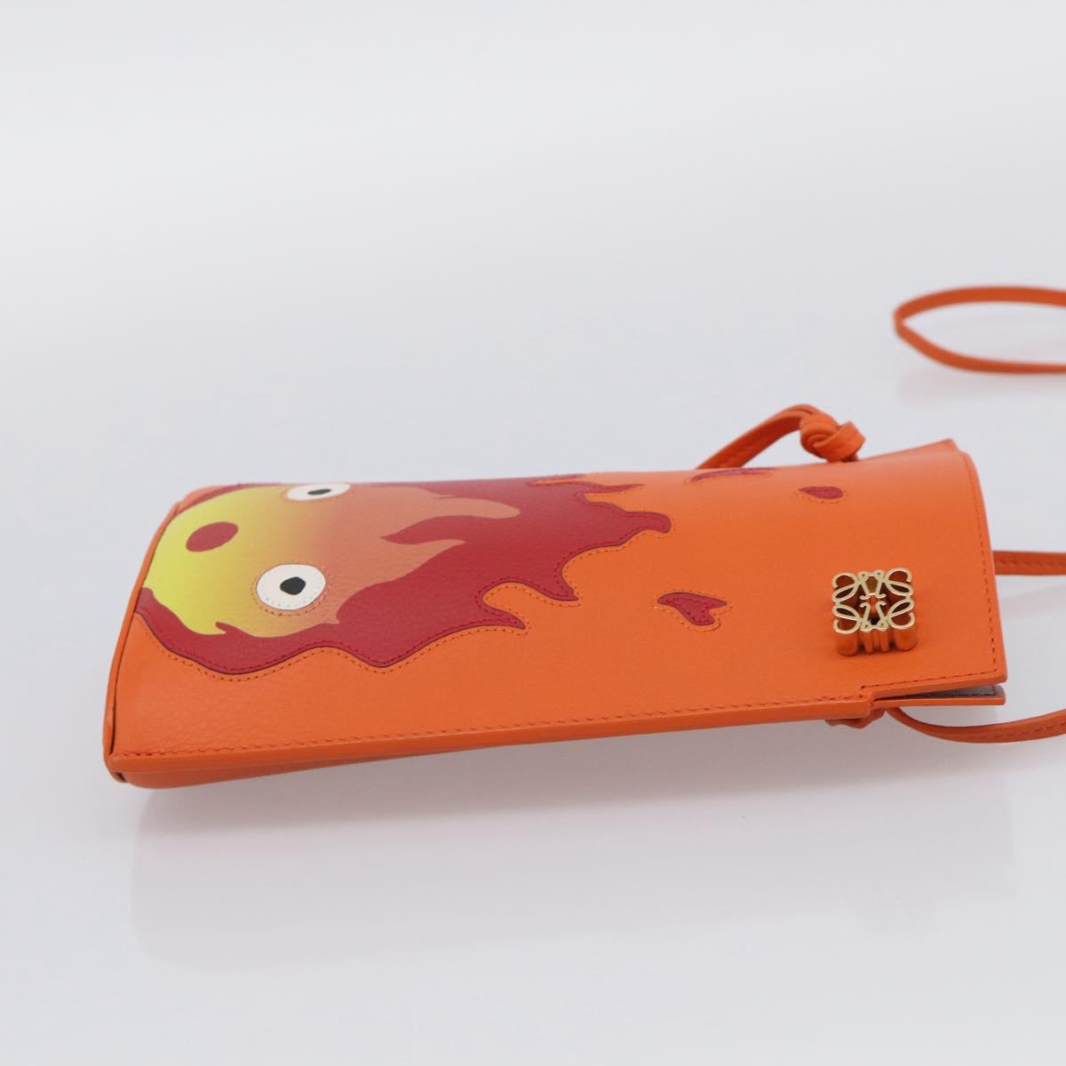LOEWE x Ghibli Calcifer Dice Pocket Shoulder Bag Leather Orange Auth 212781SM
