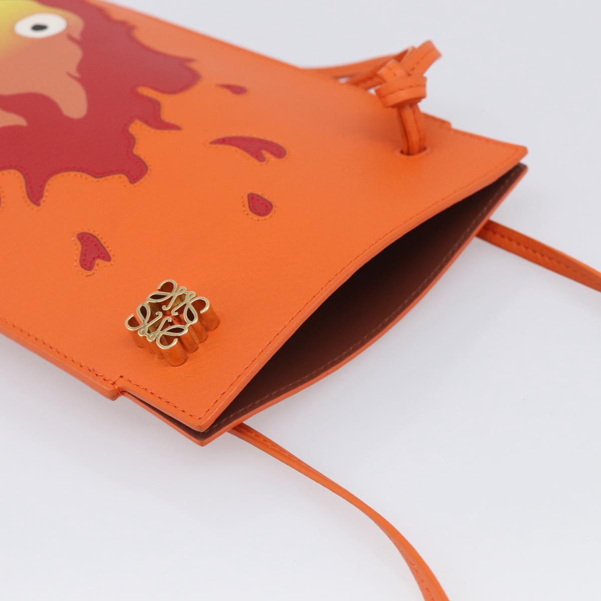 LOEWE x Ghibli Calcifer Dice Pocket Shoulder Bag Leather Orange Auth 212781SM