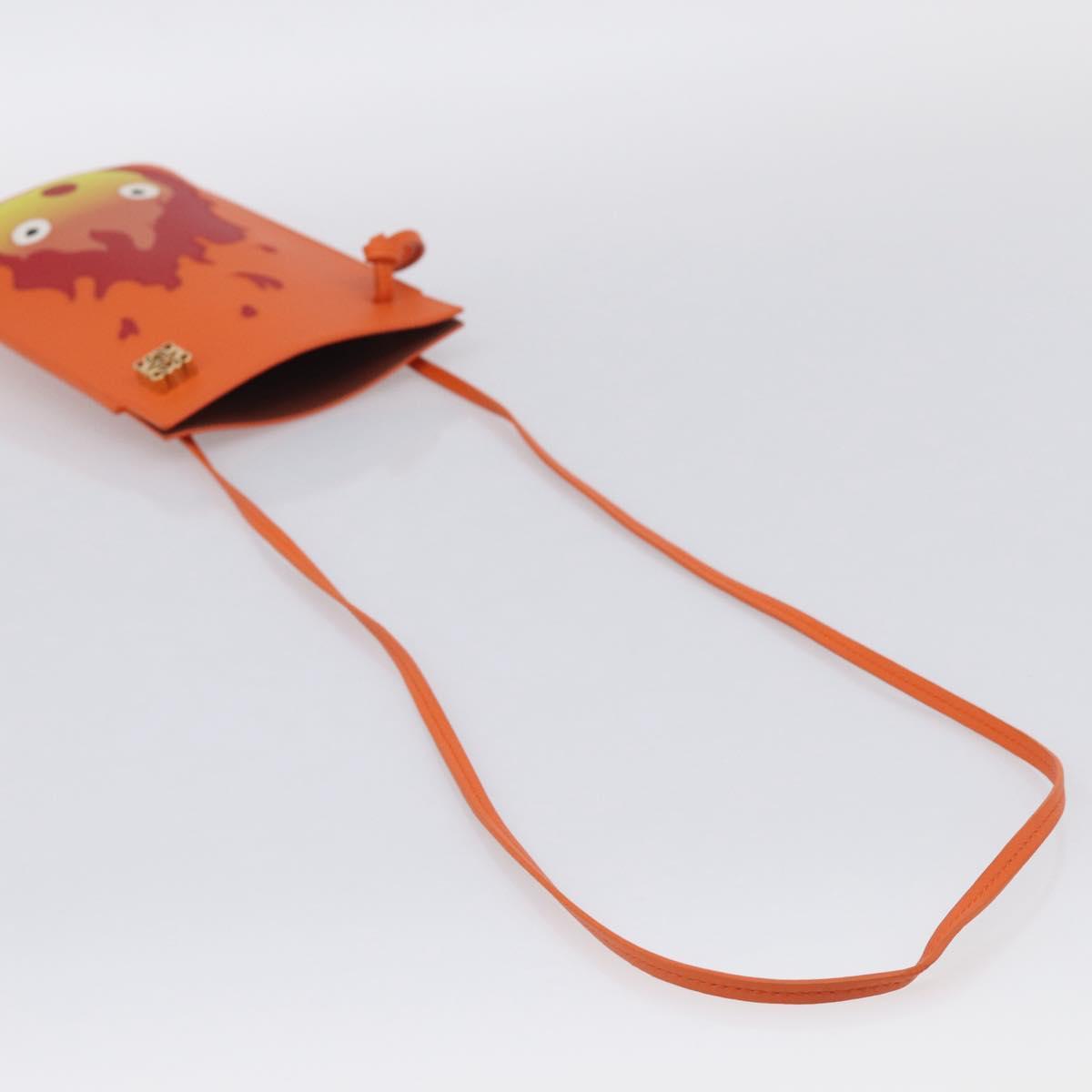 LOEWE x Ghibli Calcifer Dice Pocket Shoulder Bag Leather Orange Auth 212781SM