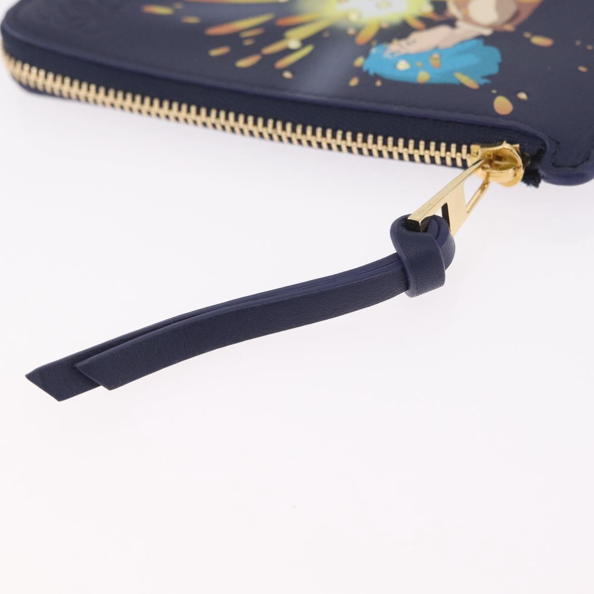 LOEWE x Studio Ghibli Howl Card Case Leather Navy Gold Auth 212783SM
