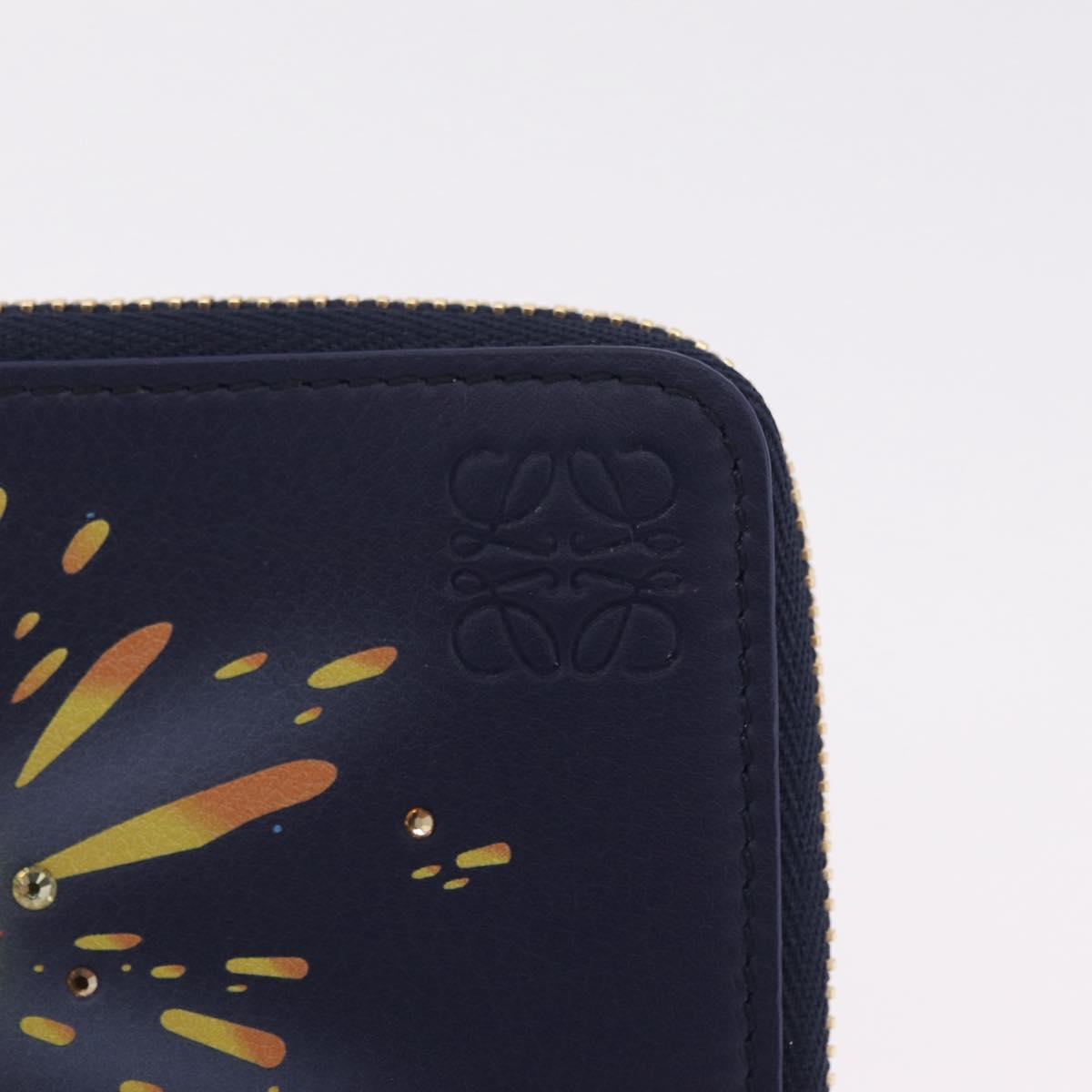 LOEWE x Studio Ghibli Howl Card Case Leather Navy Gold Auth 212783SM