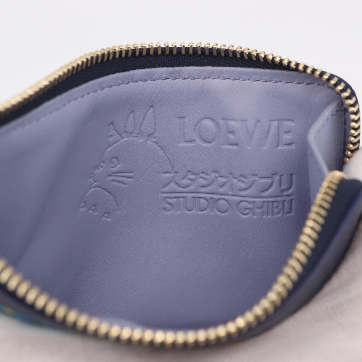 LOEWE x Studio Ghibli Howl Card Case Leather Navy Gold Auth 212783SM