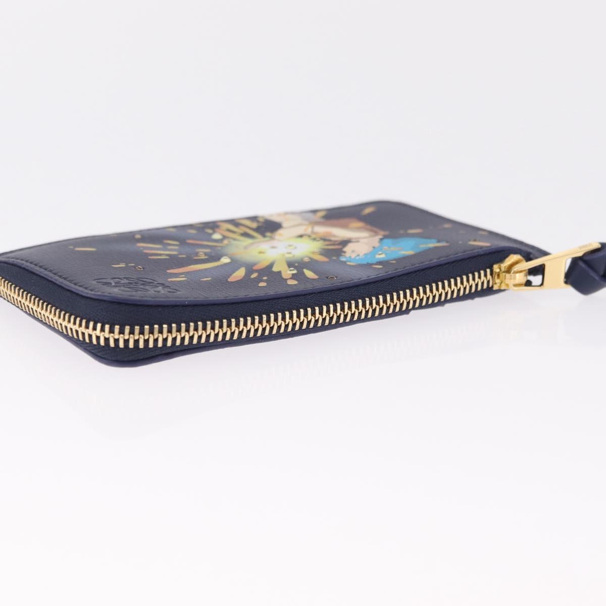 LOEWE x Studio Ghibli Howl Card Case Leather Navy Gold Auth 212783SM