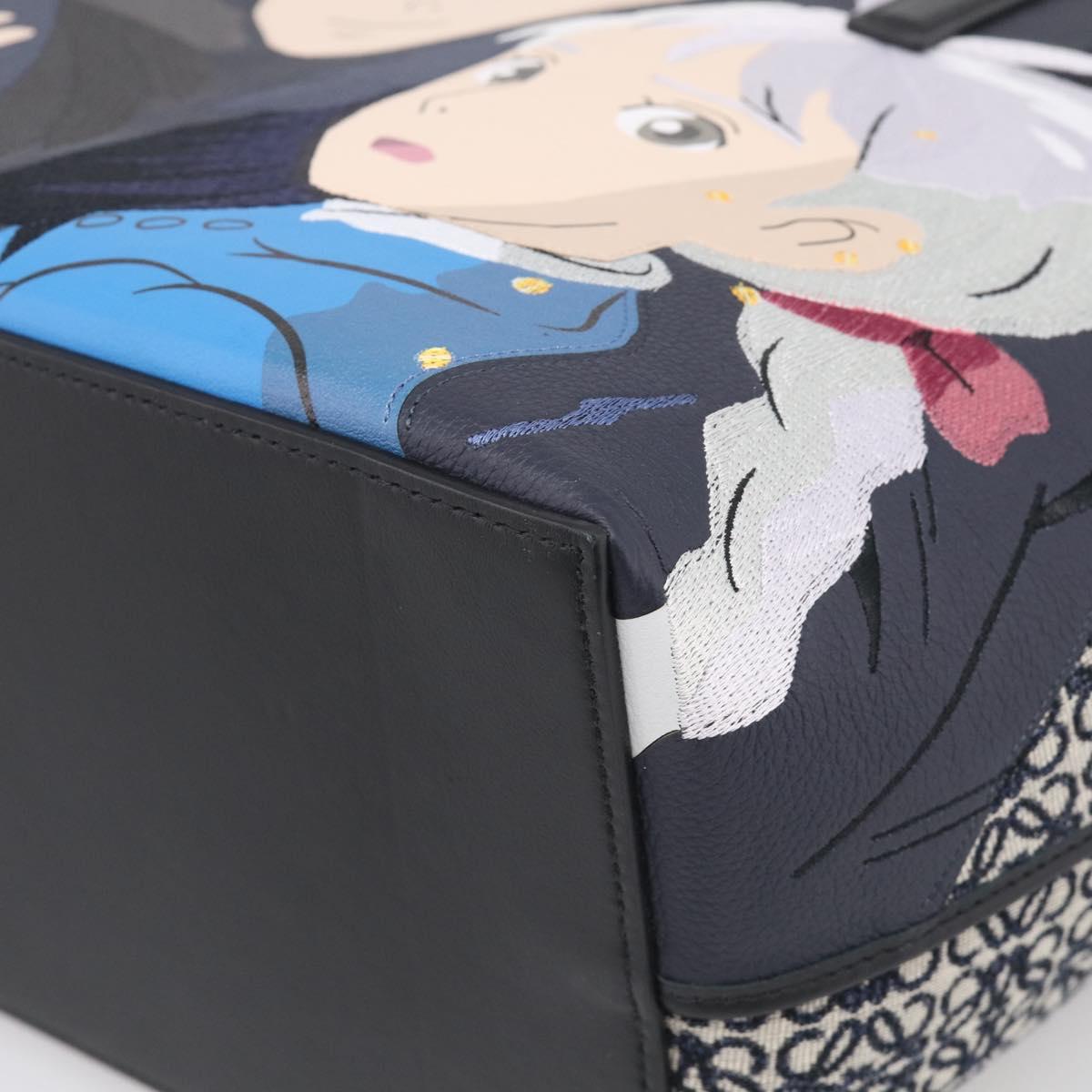 LOEWE x Studio Ghibli Howl Sophie Tote Bag Leather Canvas Black Auth 212784SM