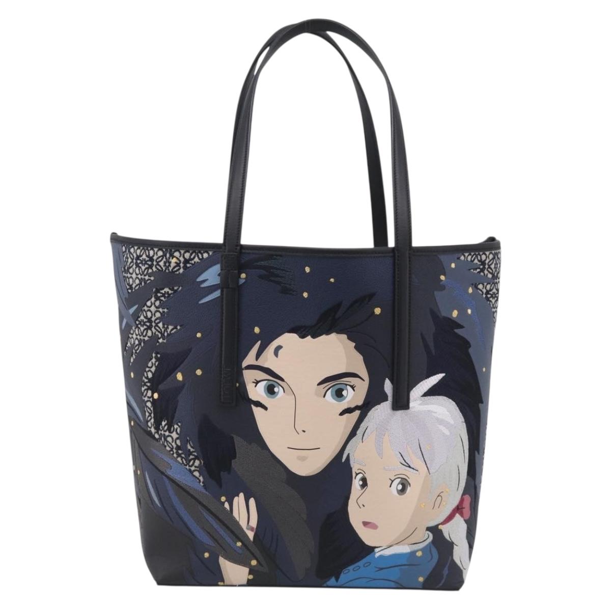LOEWE x Studio Ghibli Howl Sophie Tote Bag Leather Canvas Black Auth 212784SM