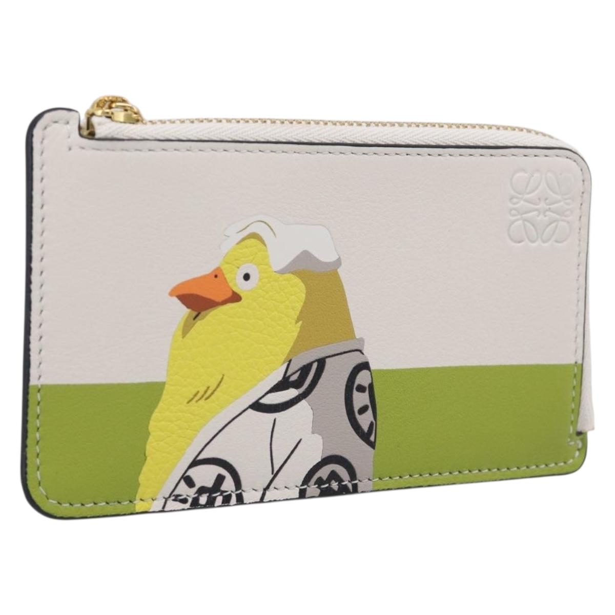 LOEWE x Studio Ghibli Otorisama Card Case Leather White Gold Auth 212785SM