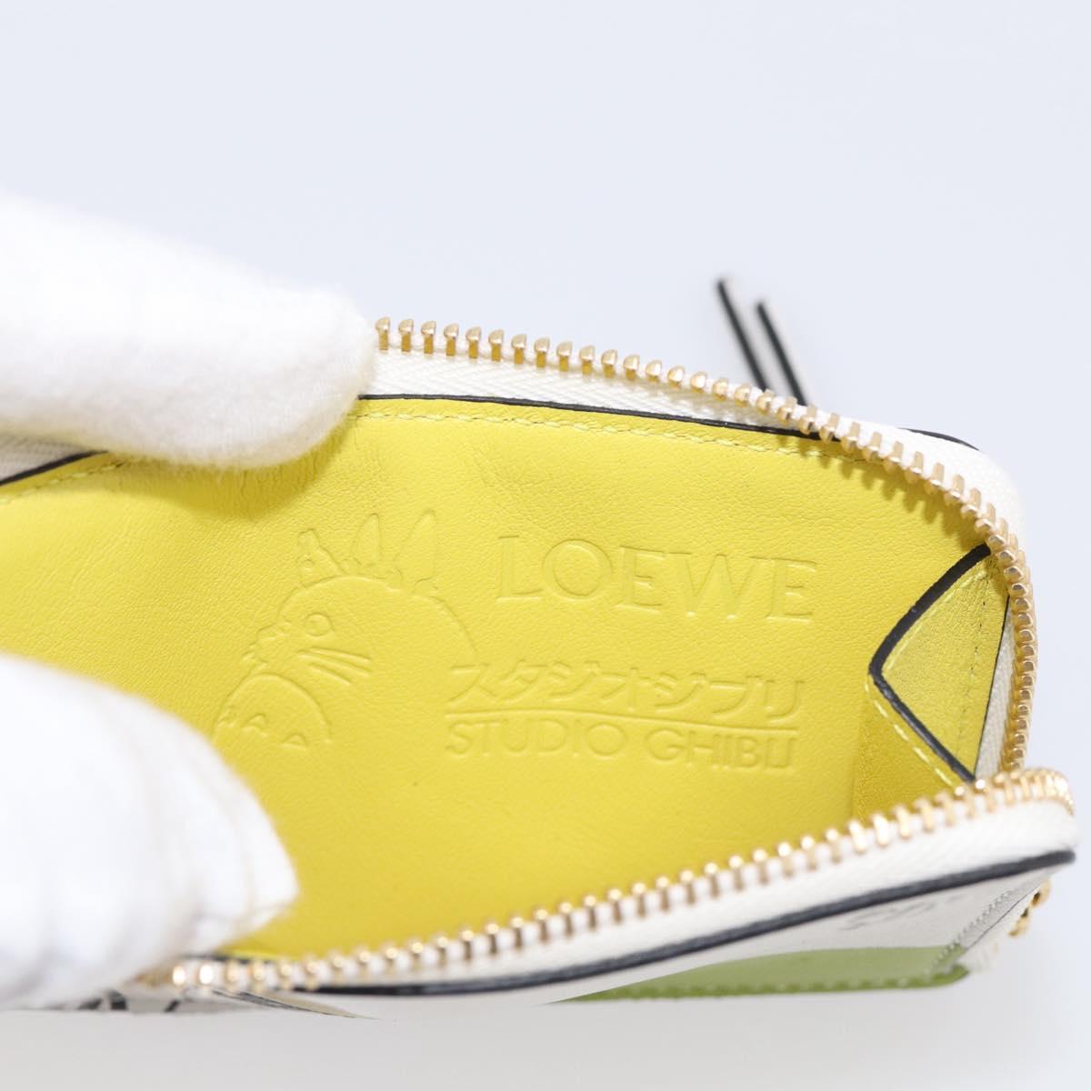 LOEWE x Studio Ghibli Otorisama Card Case Leather White Gold Auth 212785SM