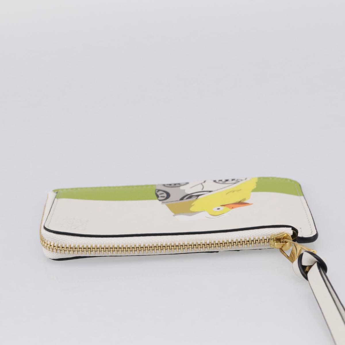 LOEWE x Studio Ghibli Otorisama Card Case Leather White Gold Auth 212785SM