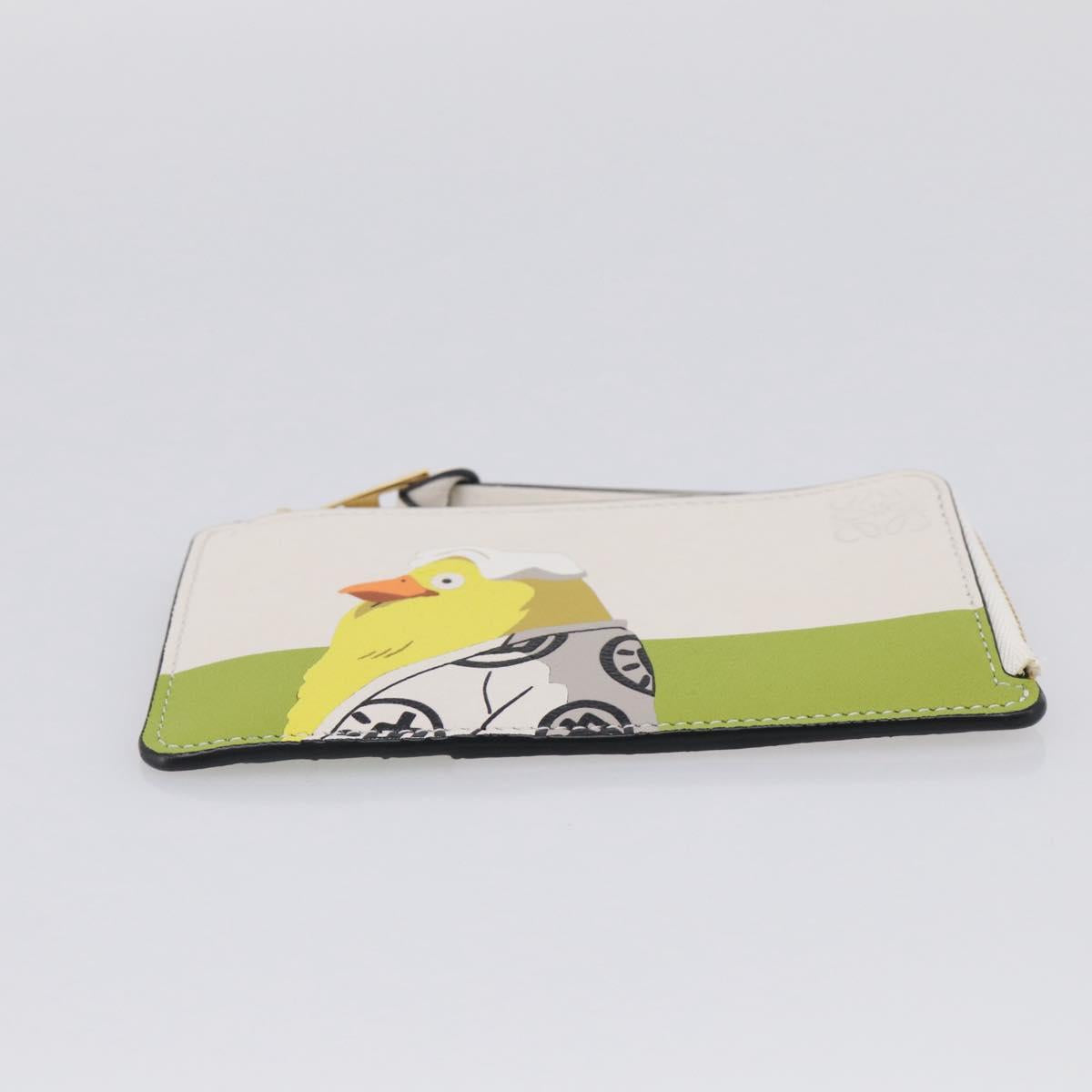 LOEWE x Studio Ghibli Otorisama Card Case Leather White Gold Auth 212785SM
