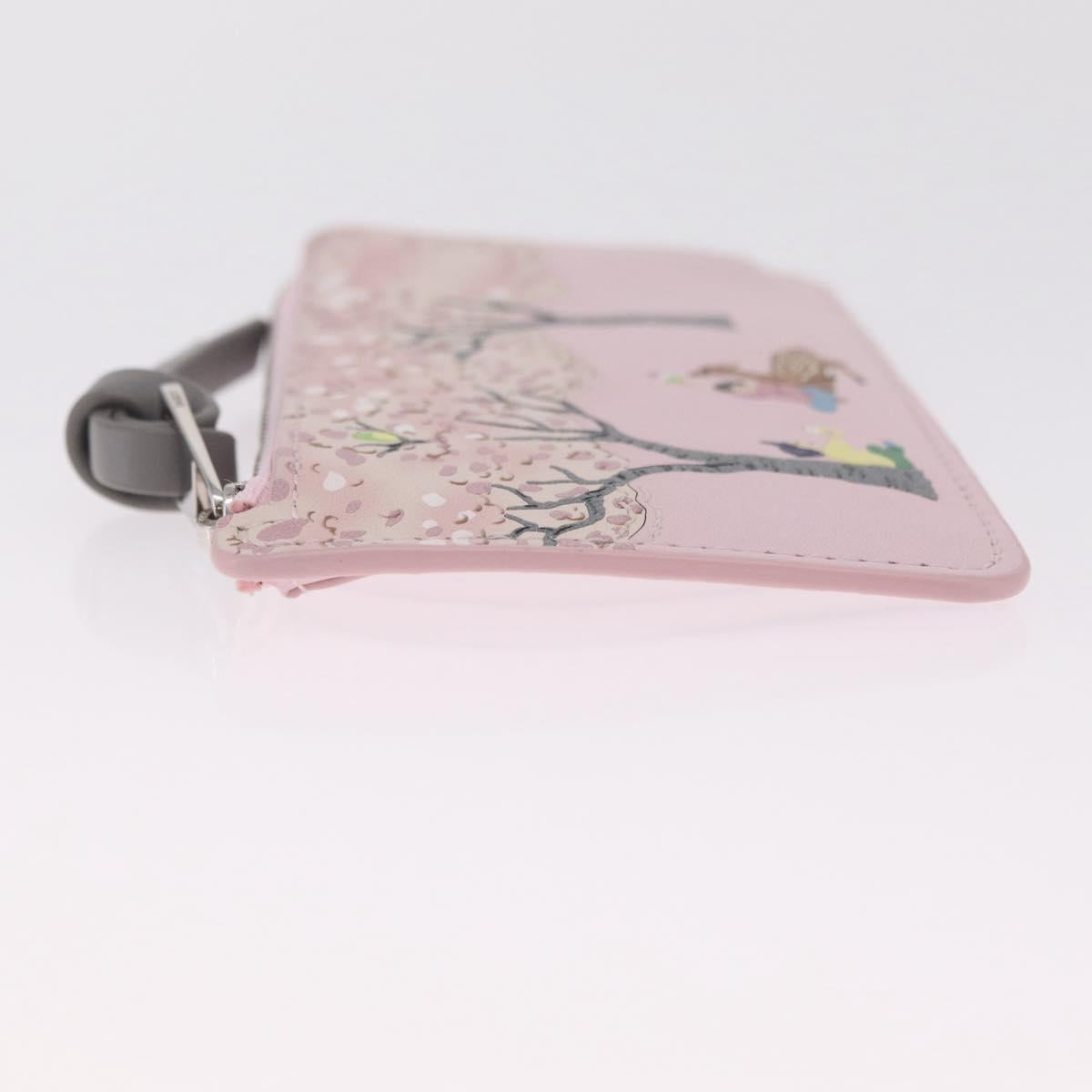 LOEWE x Suna Fujita Card Case Leather Japan Limited Pink Silver Auth 212786SM