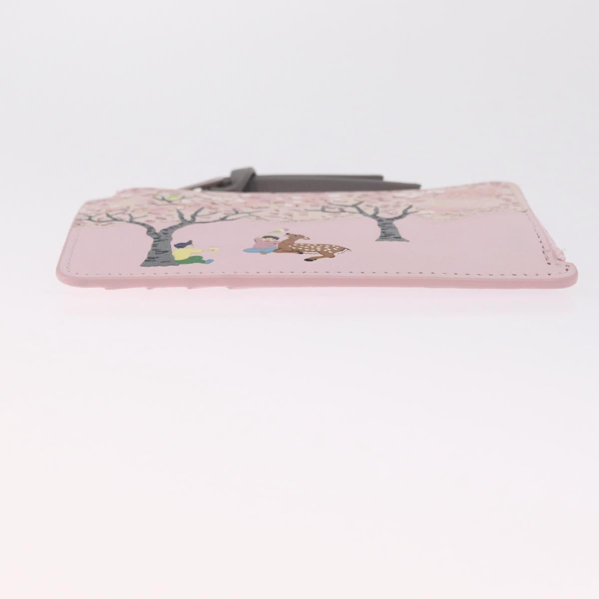LOEWE x Suna Fujita Card Case Leather Japan Limited Pink Silver Auth 212786SM