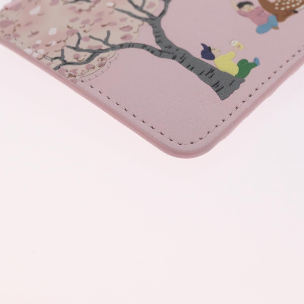 LOEWE x Suna Fujita Card Case Leather Japan Limited Pink Silver Auth 212786SM