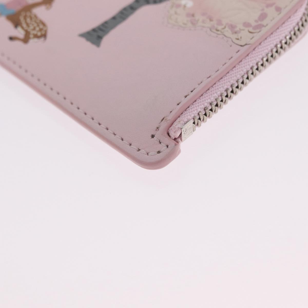 LOEWE x Suna Fujita Card Case Leather Japan Limited Pink Silver Auth 212786SM