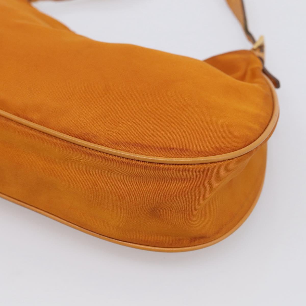 PRADA Chain Shoulder Bag Nylon Orange Gold Auth 212793V