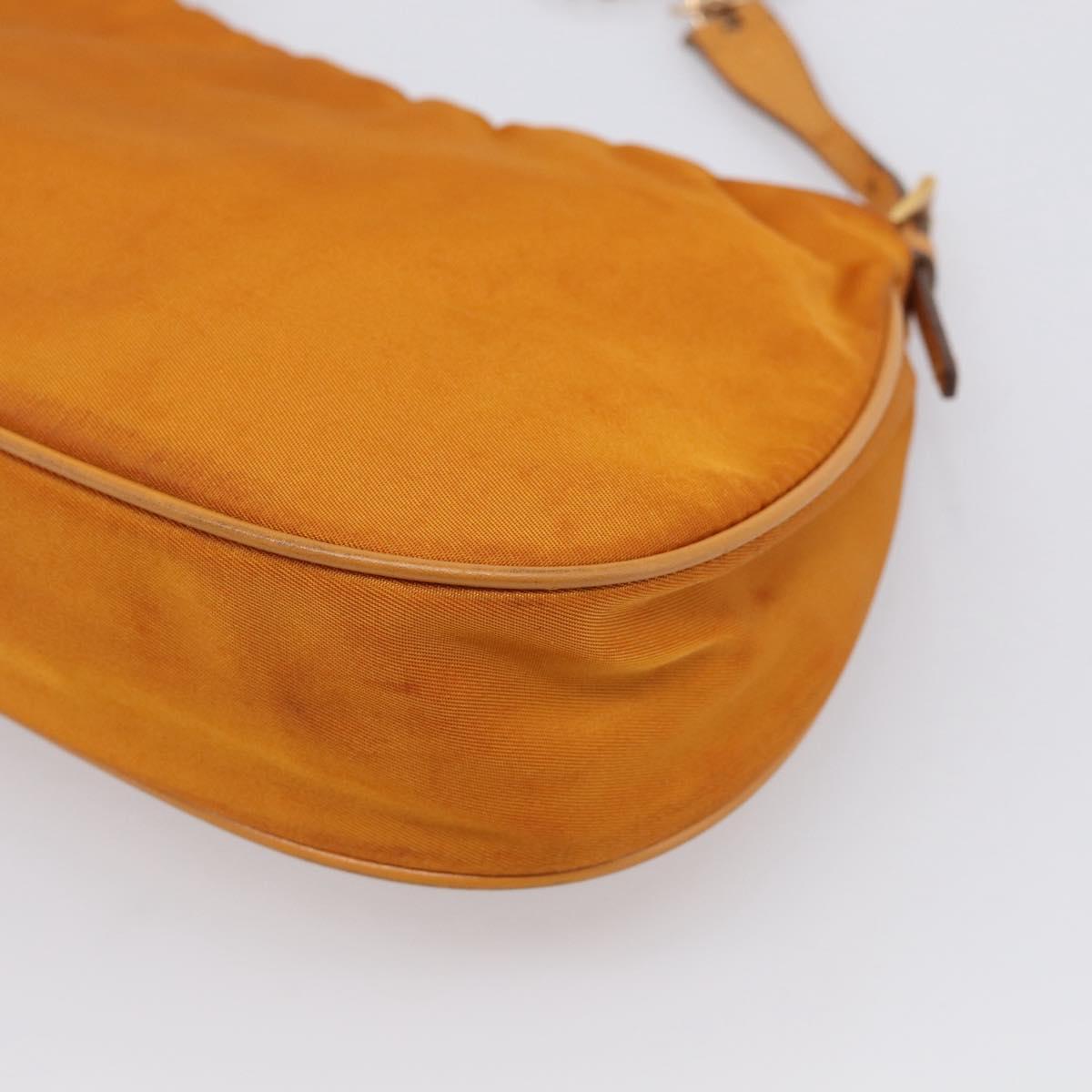 PRADA Chain Shoulder Bag Nylon Orange Gold Auth 212793V
