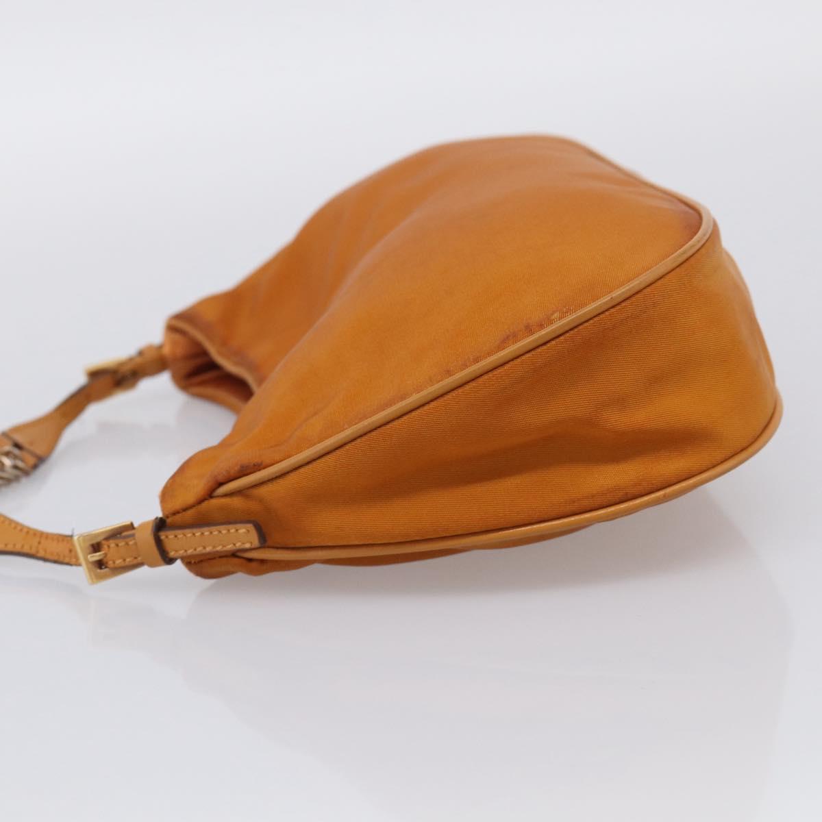 PRADA Chain Shoulder Bag Nylon Orange Gold Auth 212793V