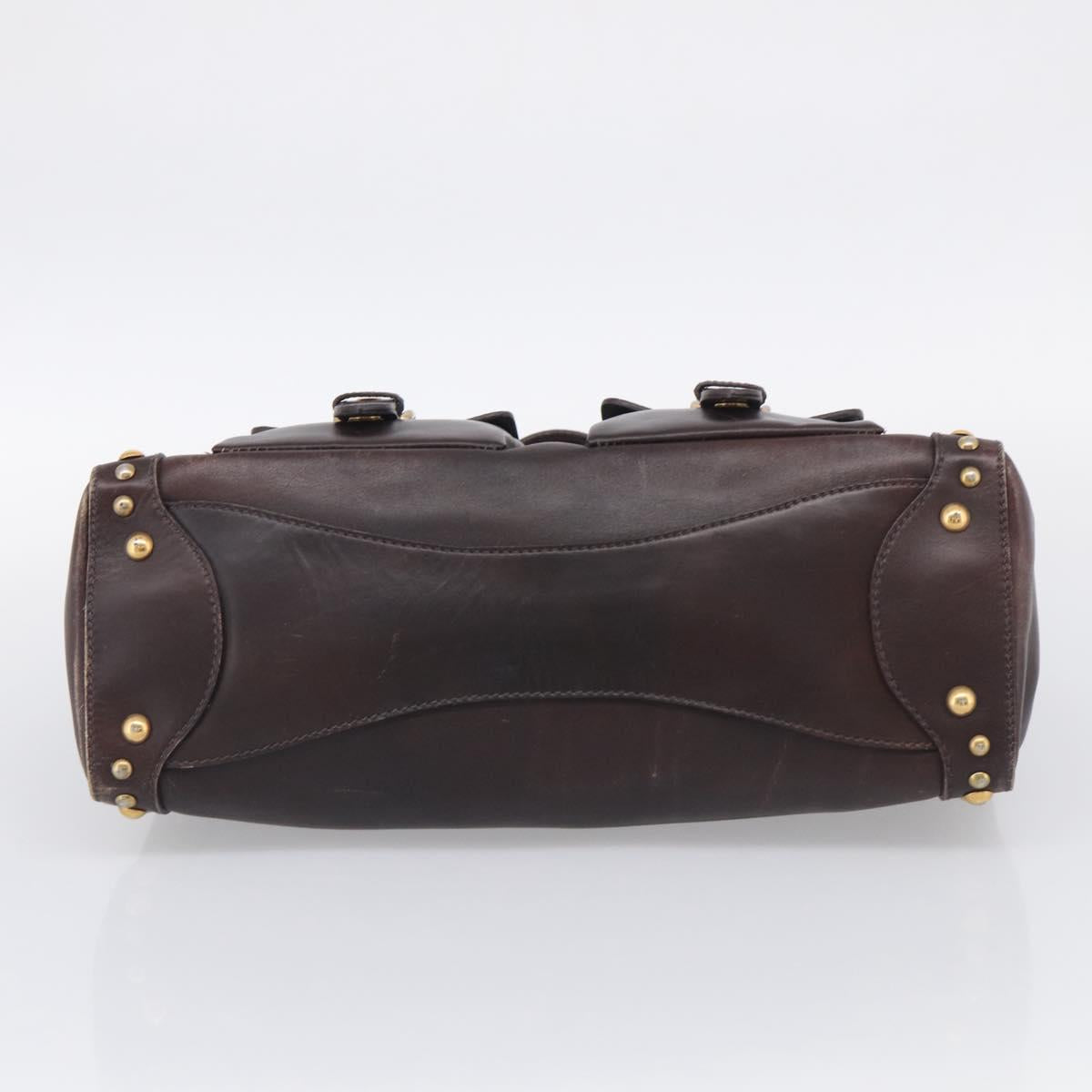 Miu Miu Hand Bag Leather Brown Gold Auth 212794A