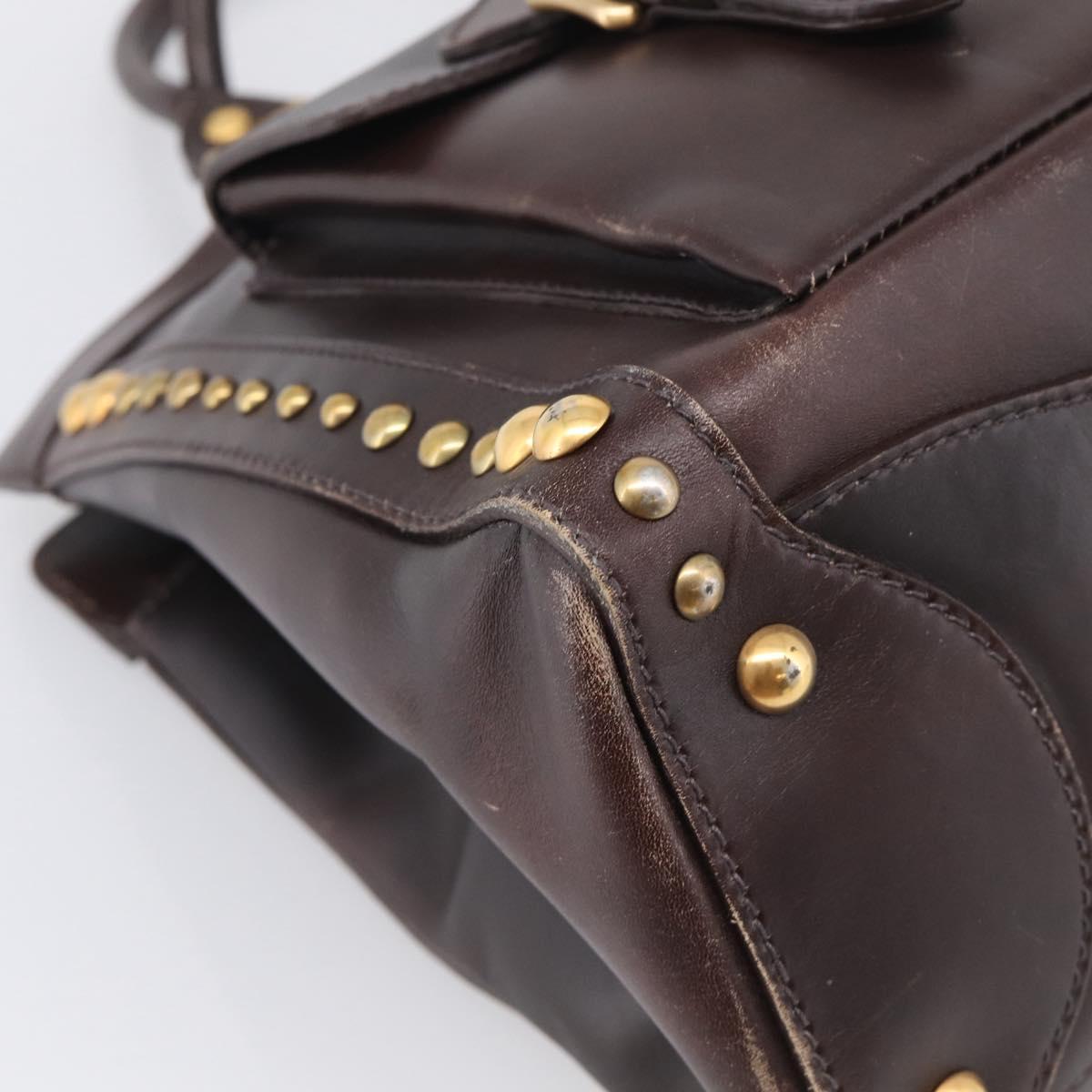 Miu Miu Hand Bag Leather Brown Gold Auth 212794A