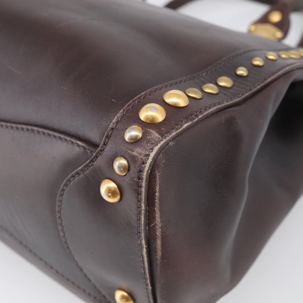 Miu Miu Hand Bag Leather Brown Gold Auth 212794A