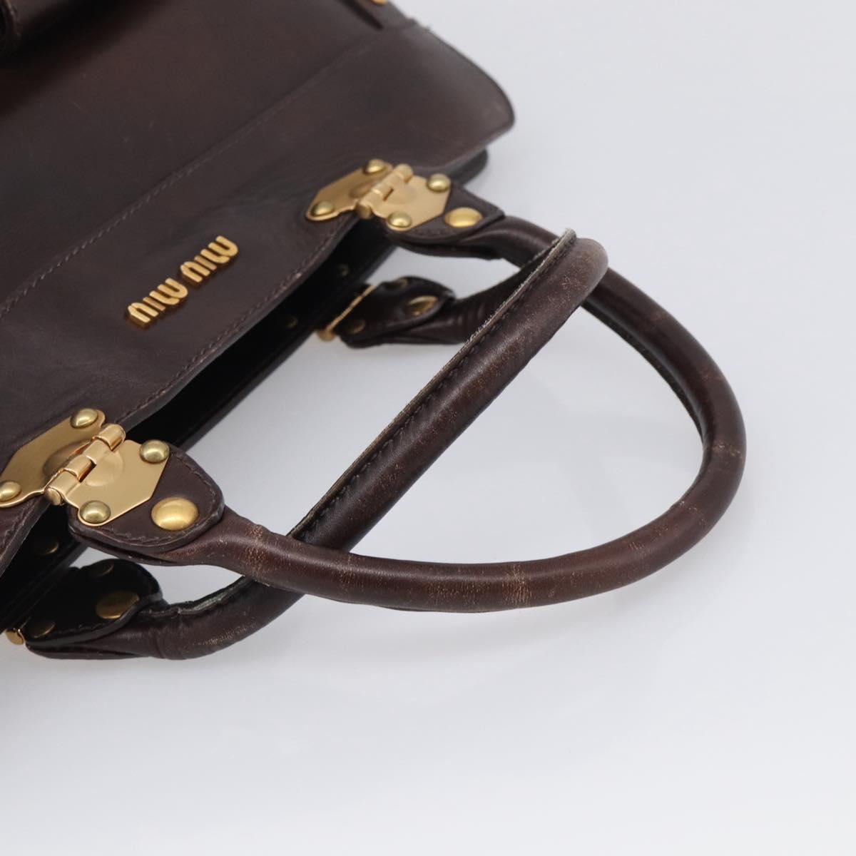 Miu Miu Hand Bag Leather Brown Gold Auth 212794A
