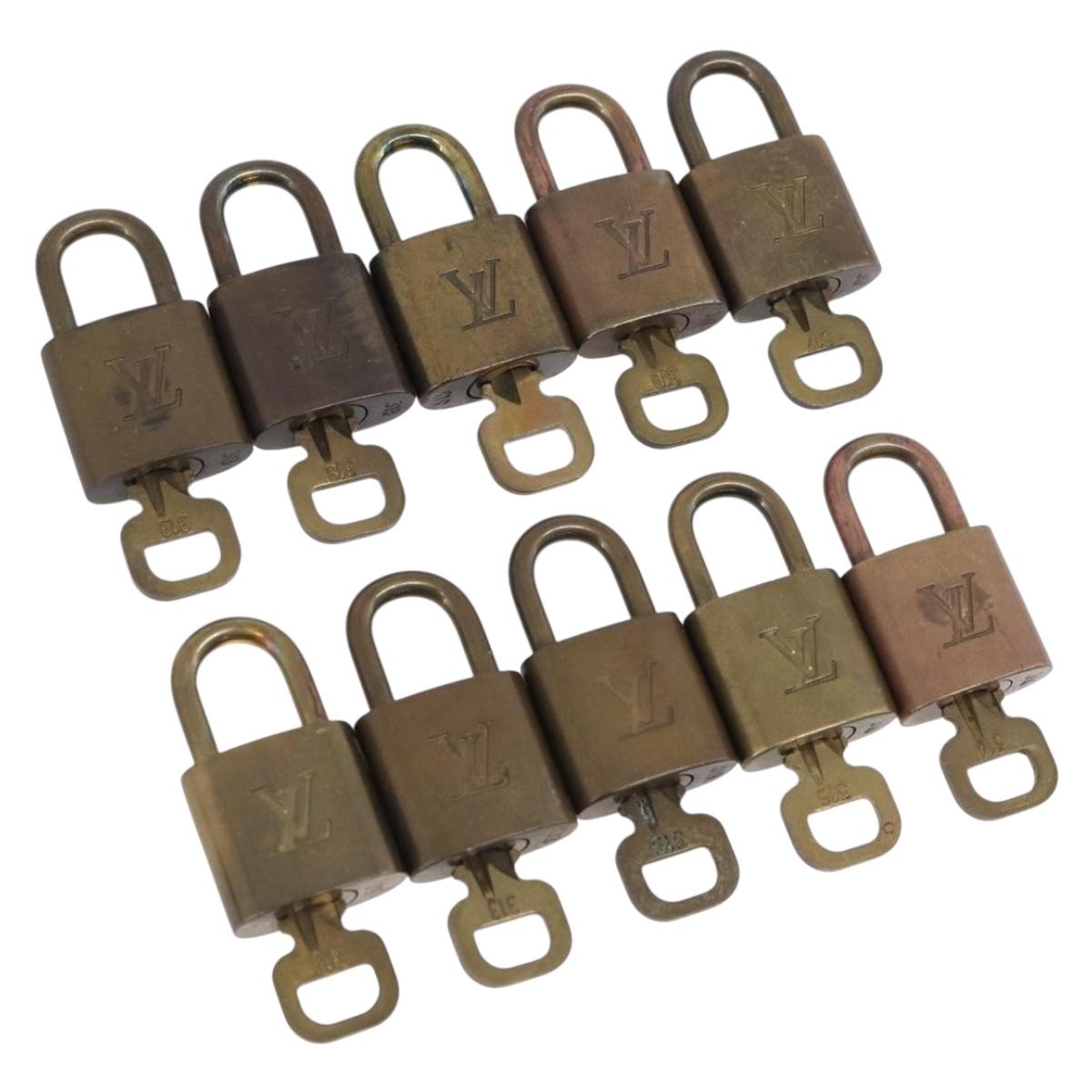 LOUIS VUITTON Padlock Metal 10 Set Gold Tone LV Auth 212796