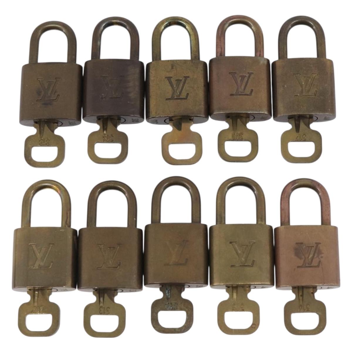 LOUIS VUITTON Padlock Metal 10 Set Gold Tone LV Auth 212796