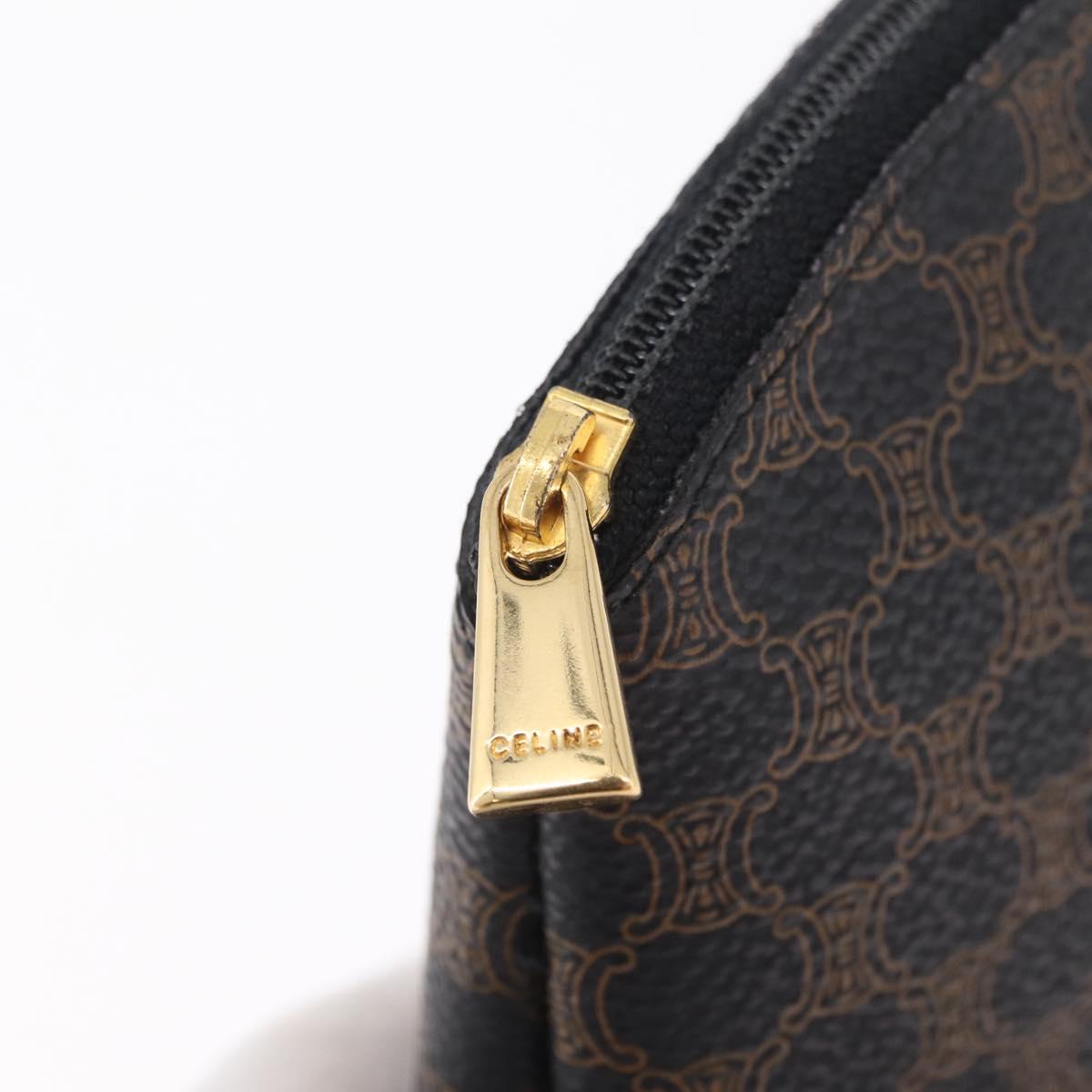 CELINE Macadam Pouch PVC Black Gold Auth 212802A