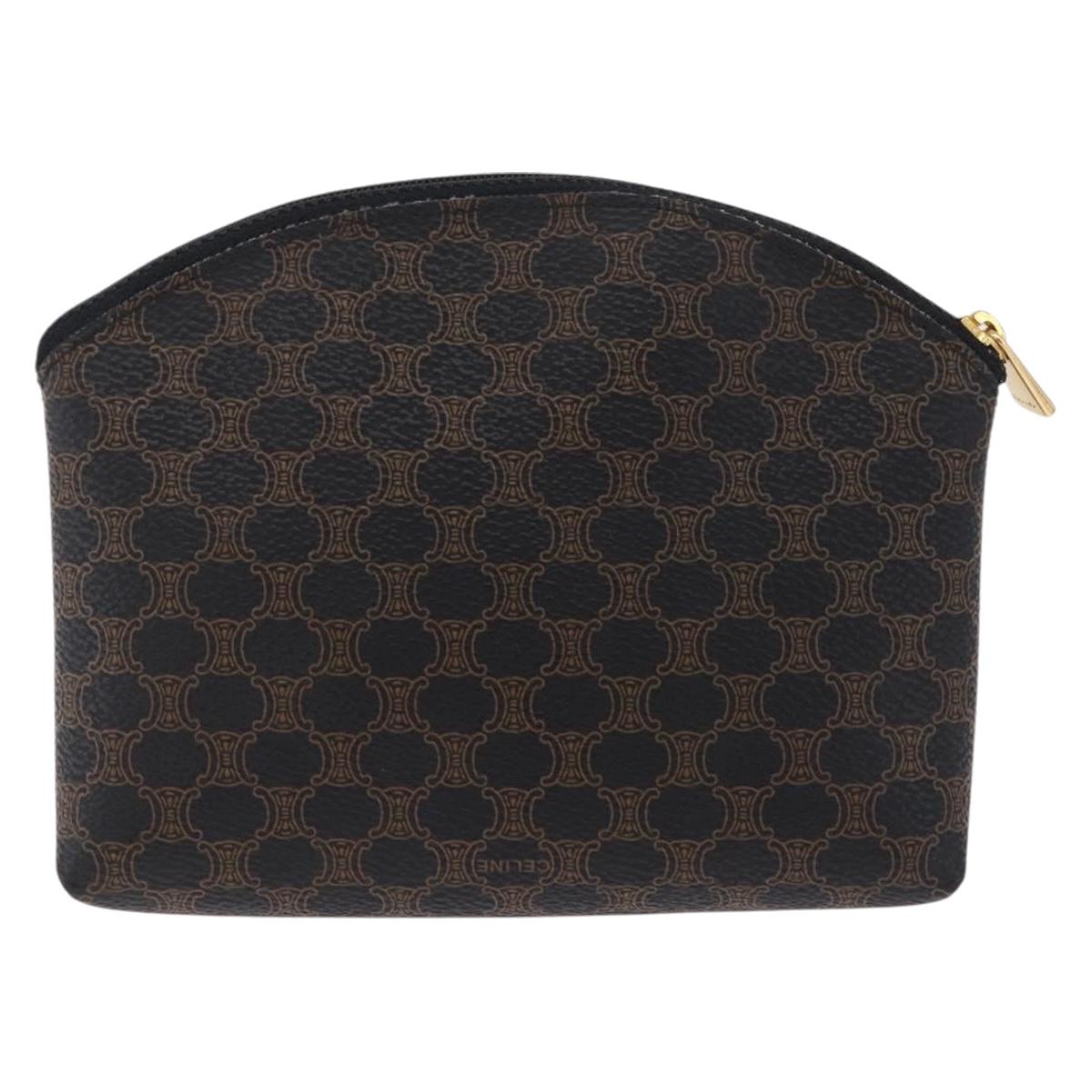 CELINE Macadam Pouch PVC Black Gold Auth 212802A