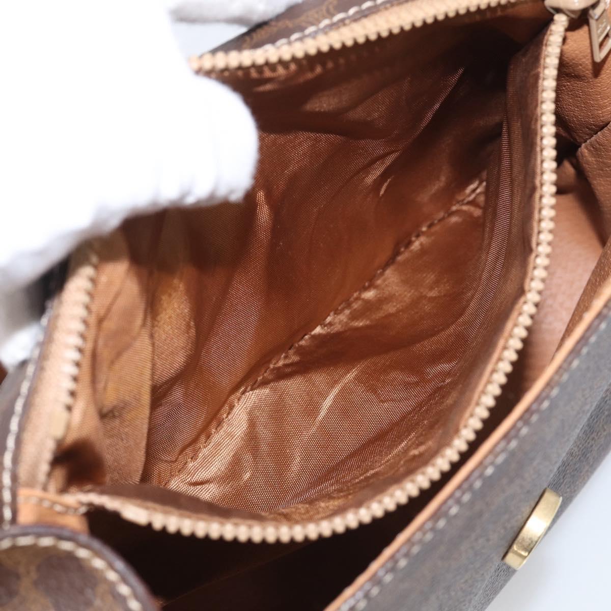 CELINE Macadam Canvas Shoulder Bag PVC Leather Brown Gold Auth 212935