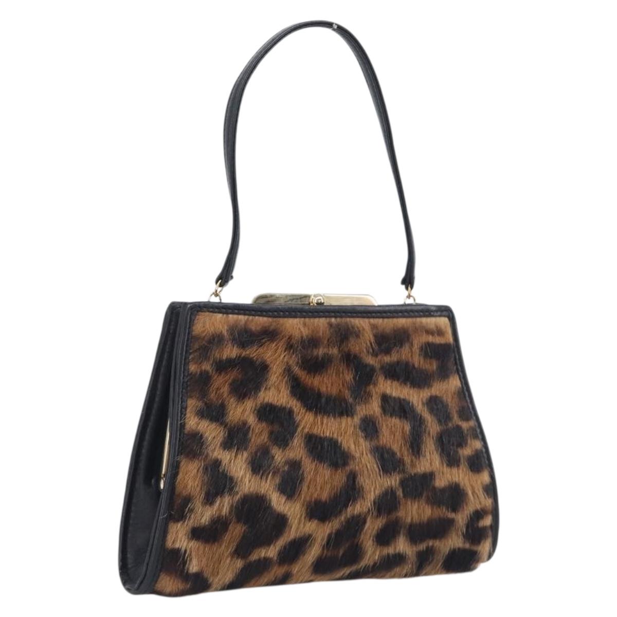 LOEWE Hand Bag Harako leather Brown Gold Auth 212938V