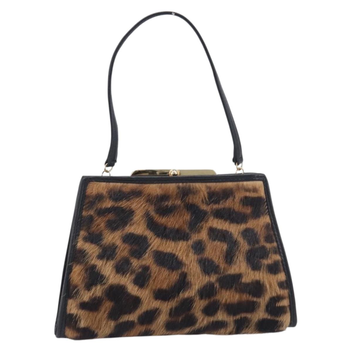 LOEWE Hand Bag Harako leather Brown Gold Auth 212938V