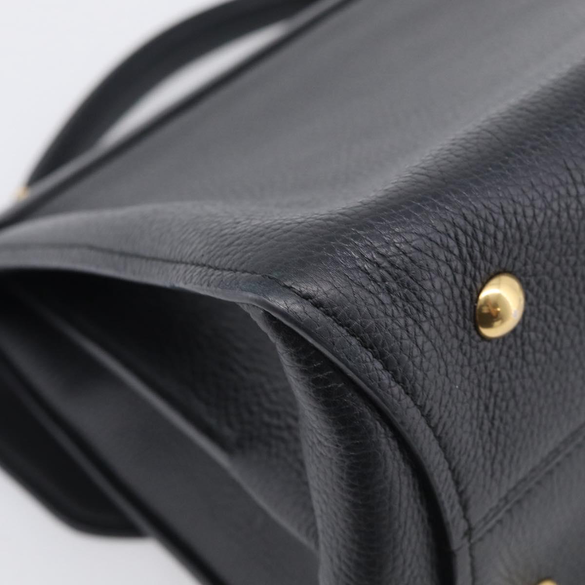 Salvatore Ferragamo Margot Hand Bag Leather 2way Black Gold Auth 212942V